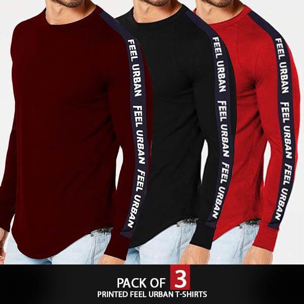 PACK OF 3 PRINTED FEEL URBAN T-SHIRTS - Dubai Offers Today
