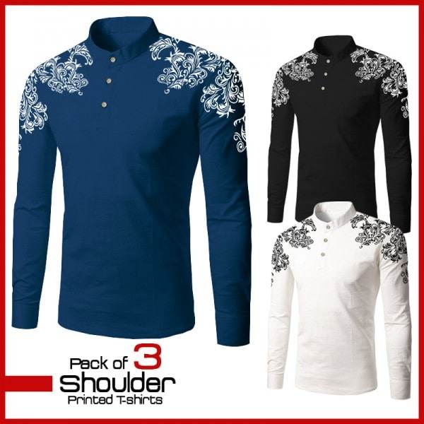 PACK OF 3 SHOULDER PRINTED T-SHIRTS - Dubai Offers Today