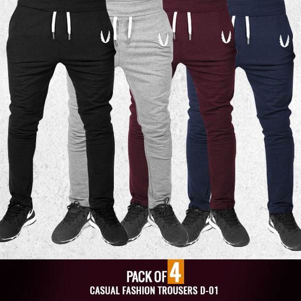 PACK OF 4 CASUAL FASHION TROUSERS D-01 - Dubai Offers Today