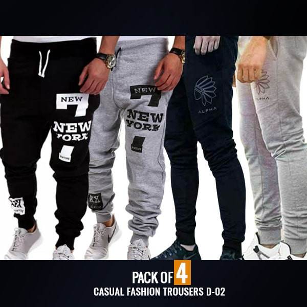PACK OF 4 CASUAL FASHION TROUSERS D-02 - Dubai Offers Today
