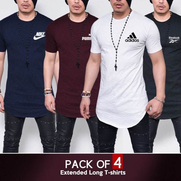 PACK OF 4 EXTENDED LONG T-SHIRTS - Dubai Offers Today