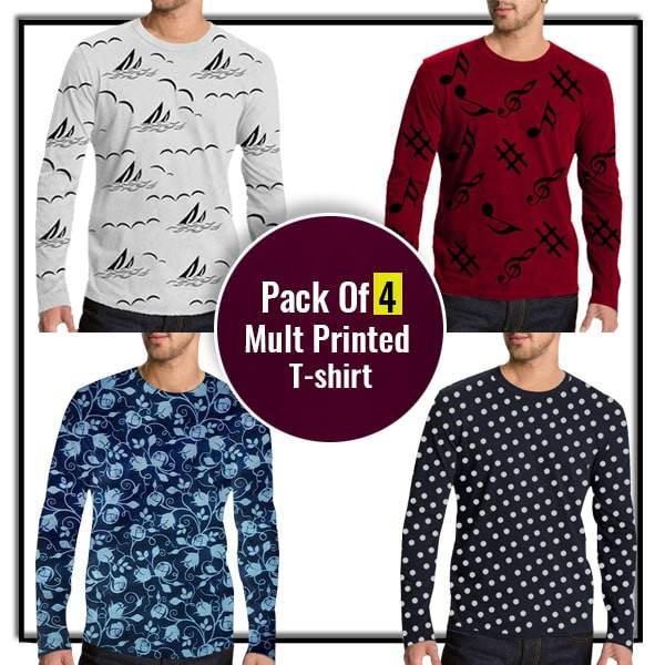 PACK OF 4 MULTI PRINTED T-SHIRTS - Dubai Offers Today