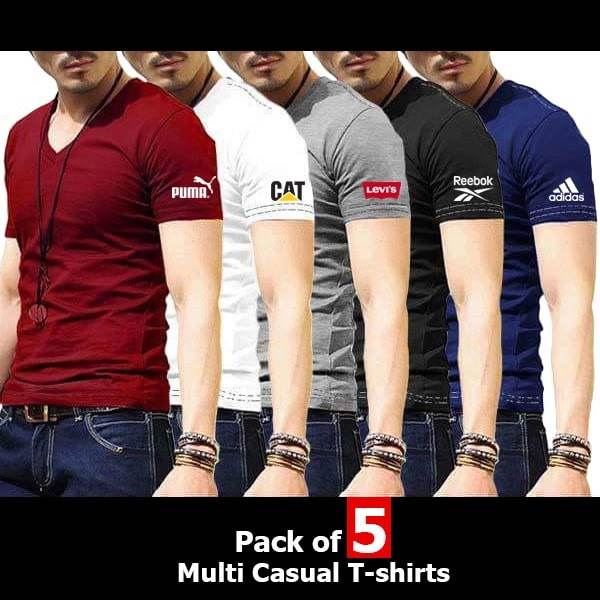 PACK OF 5 MULTI CASUAL T- SHIRTS FOR MENS - Dubai Offers Today