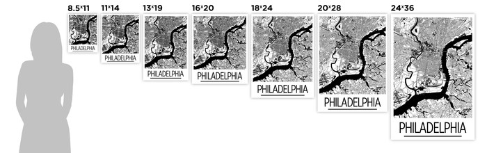 Philadelphia Map Poster - usa Map Print - Art Deco Series