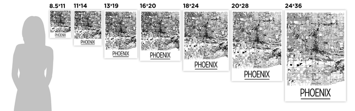 Phoenix Map Poster - usa Map Print - Art Deco Series