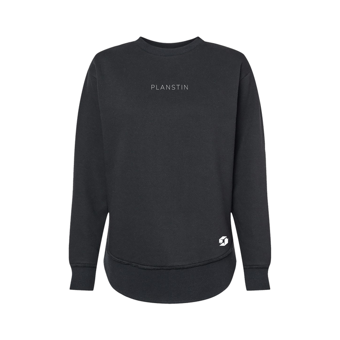 Planstin Women's Fleece Crewneck Sweatshirt (Black)