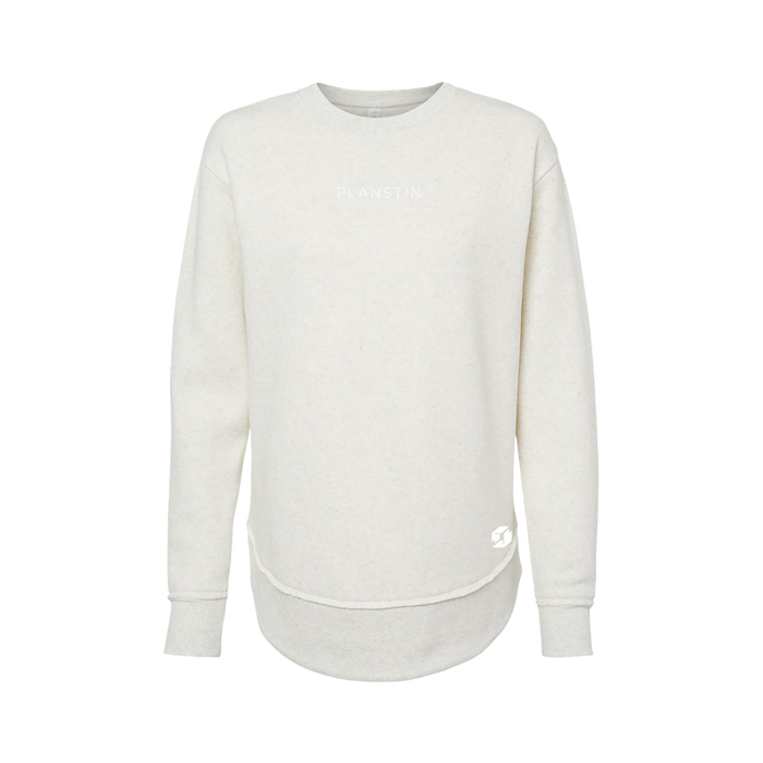 Planstin Women's Fleece Crewneck Sweatshirt (Natural Heather)