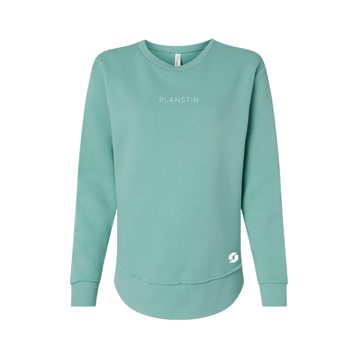 Planstin Women's Fleece Crewneck Sweatshirt (Saltwater)