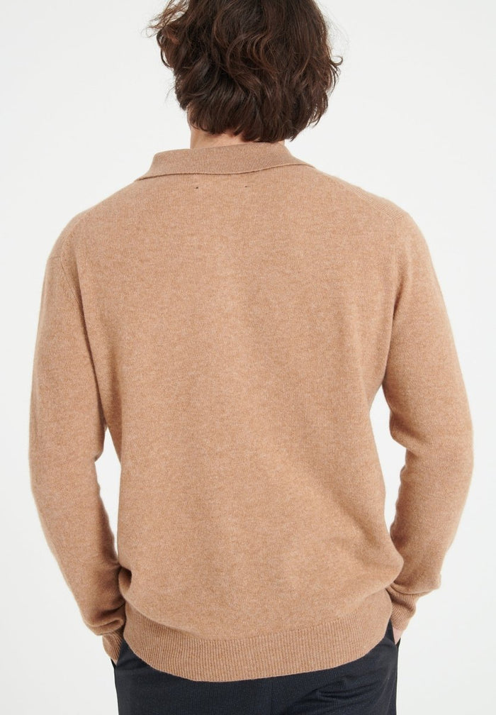LUKE 5 Polo manches longues en cachemire camel