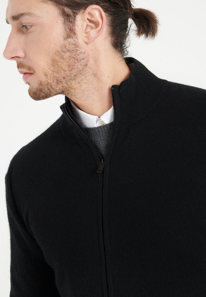 LUKE 8 Gilet zippé en cachemire noir