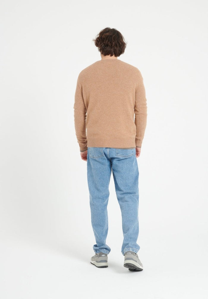 LUKE 14 Pull col rond en cachemire 4 fils camel