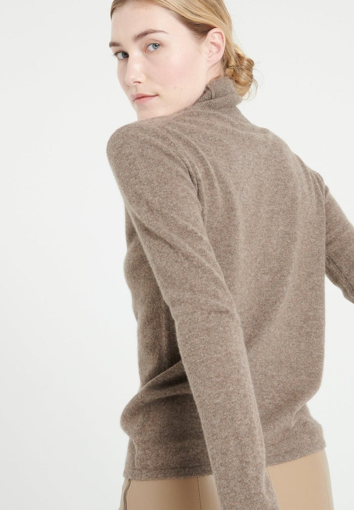 LILLY 3 Pull col roulé en cachemire taupe