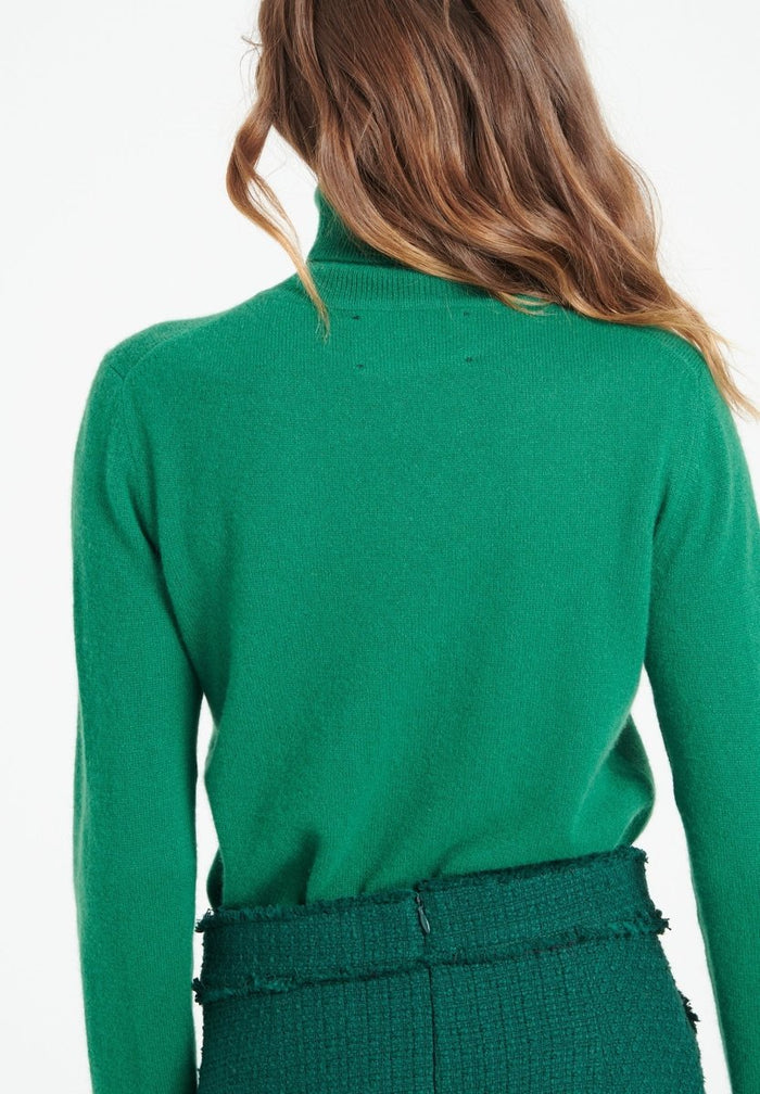 LILLY 3 Pull col roulé en cachemire vert émeraude