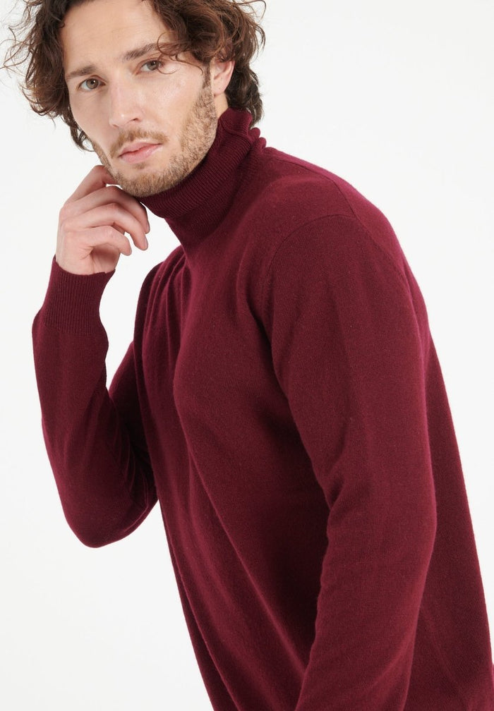 LUKE 3 Pull col roulé en cachemire rouge bordeaux