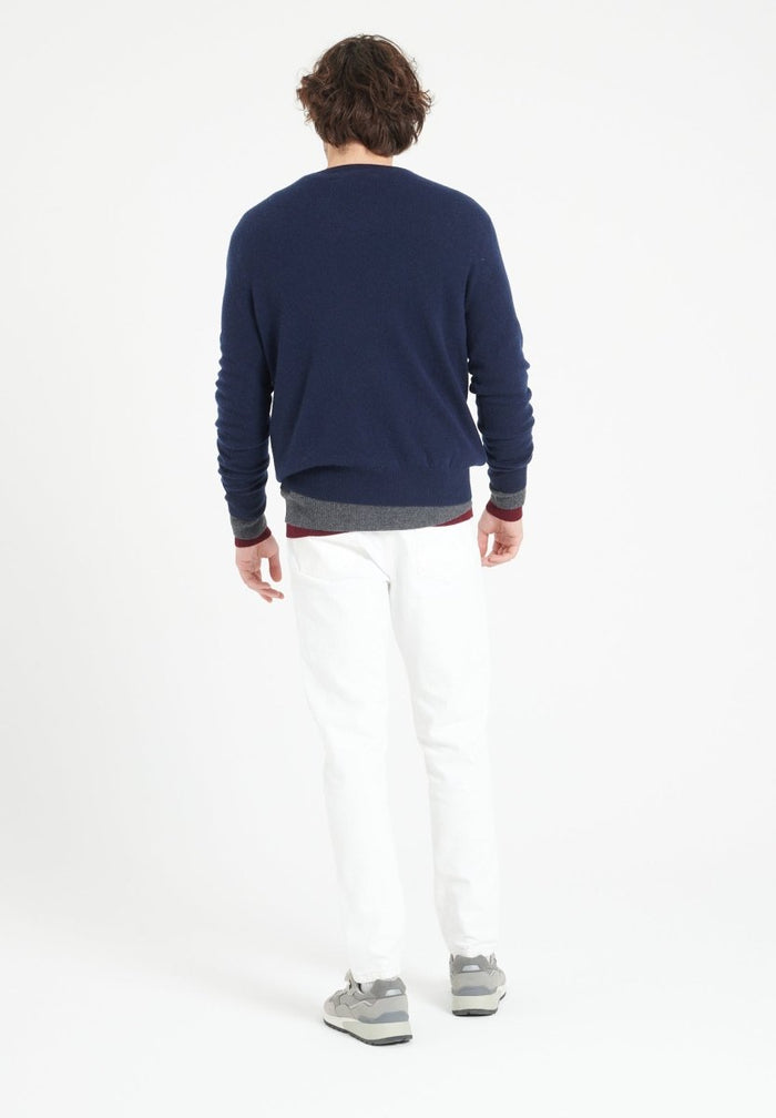 LUKE 1 Pull col V en cachemire bleu marine