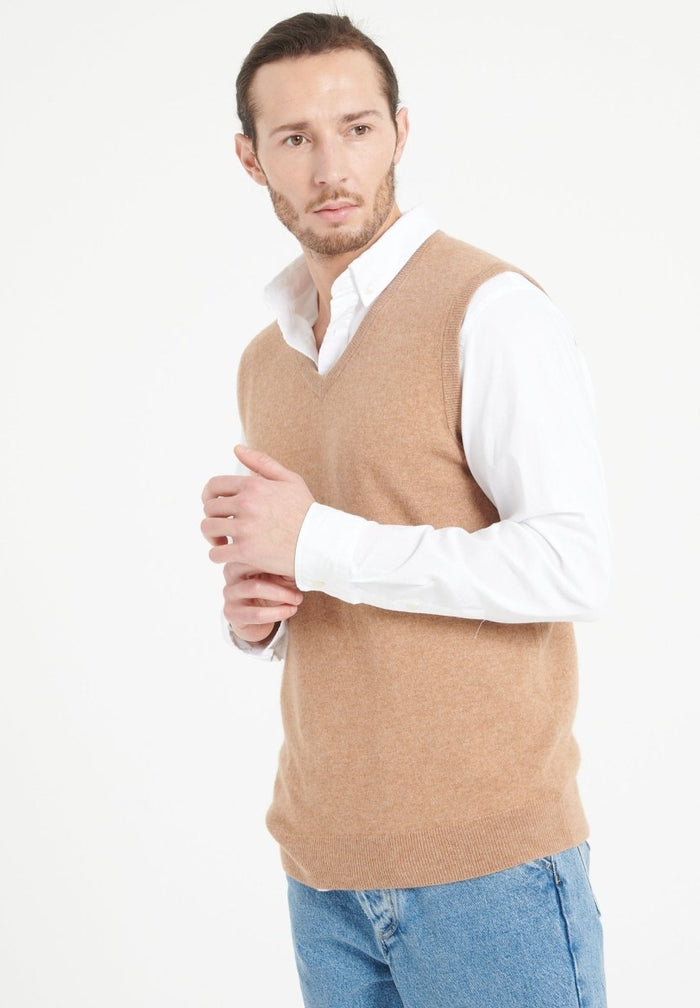 LUKE 9 Gilet sans manches en cachemire camel
