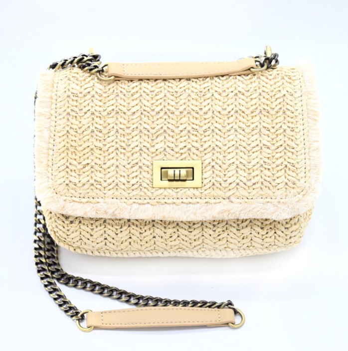 Raffia Cream Shoulder Bag