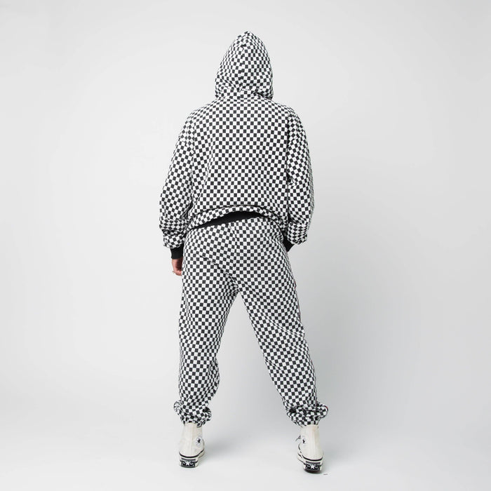 RAGS - Adult Unisex Hoodie - Black & White Mini Check (Final Sale)