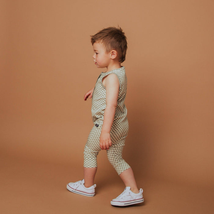 RAGS Romper - Moss Mini Check