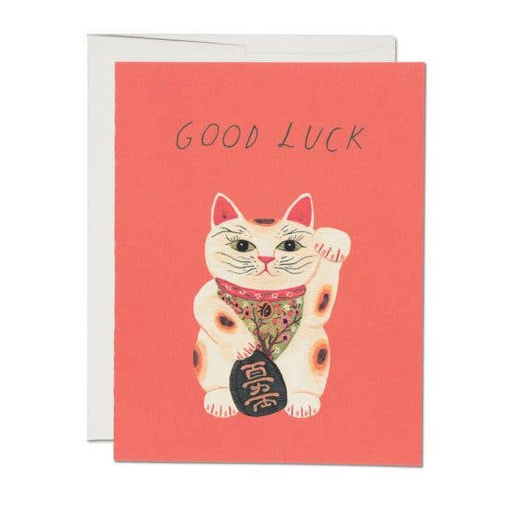 Red Cap Cards Greeting Card - Good Luck Kitty Encouragement
