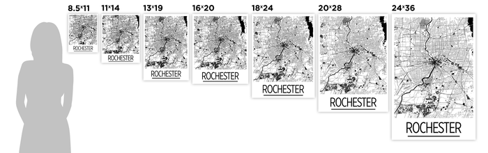 Rochester Map Poster - usa Map Print - Art Deco Series