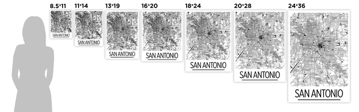 San Antonio Map Poster - usa Map Print - Art Deco Series