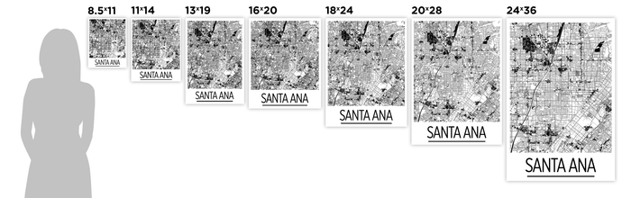 Santa Ana Map Poster - usa Map Print - Art Deco Series