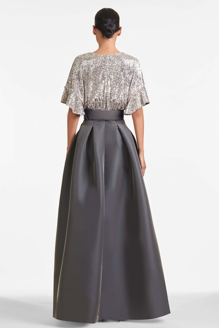 SIMONE SILVER BLACK SEQUIN MIKADO BALL GOWN - FINAL SALE