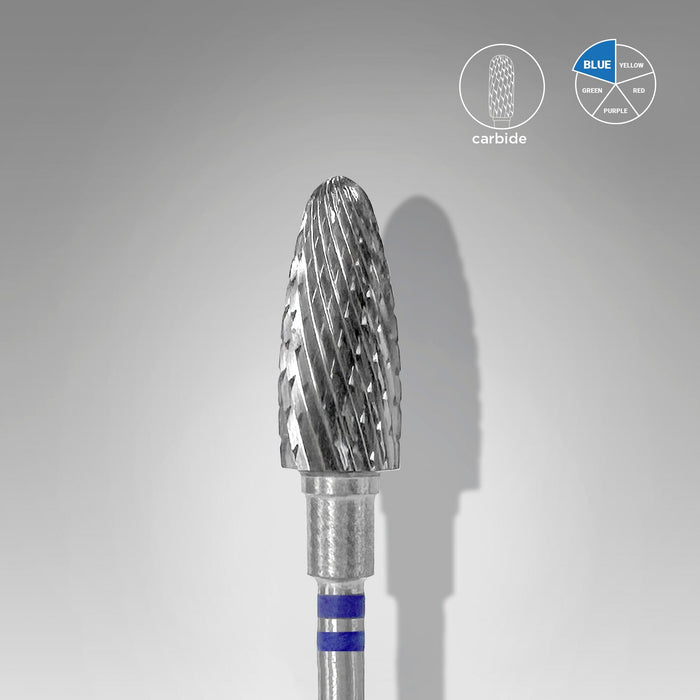 Staleks Carbide nail drill bit "corn" blue, 6 mm for left-handed users Drill Bit Staleks