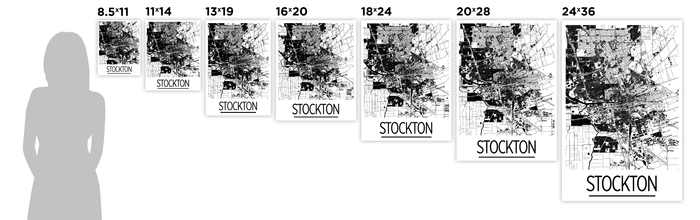 Stockton Map Poster - usa Map Print - Art Deco Series
