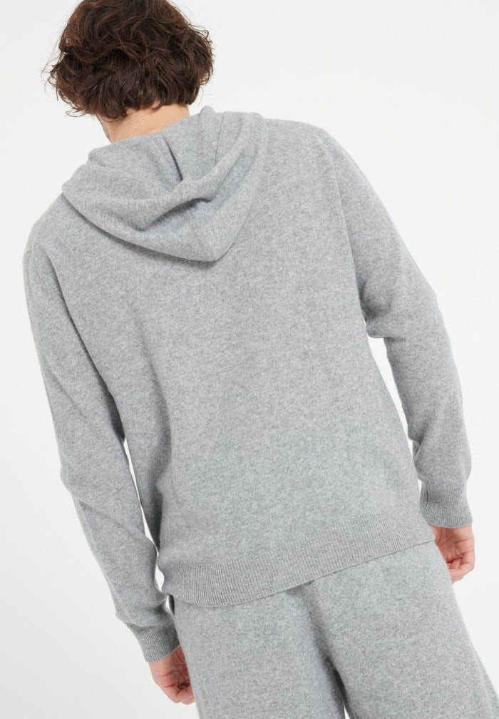 LUKE 6 Sweat à capuche zippé en cachemire gris clair