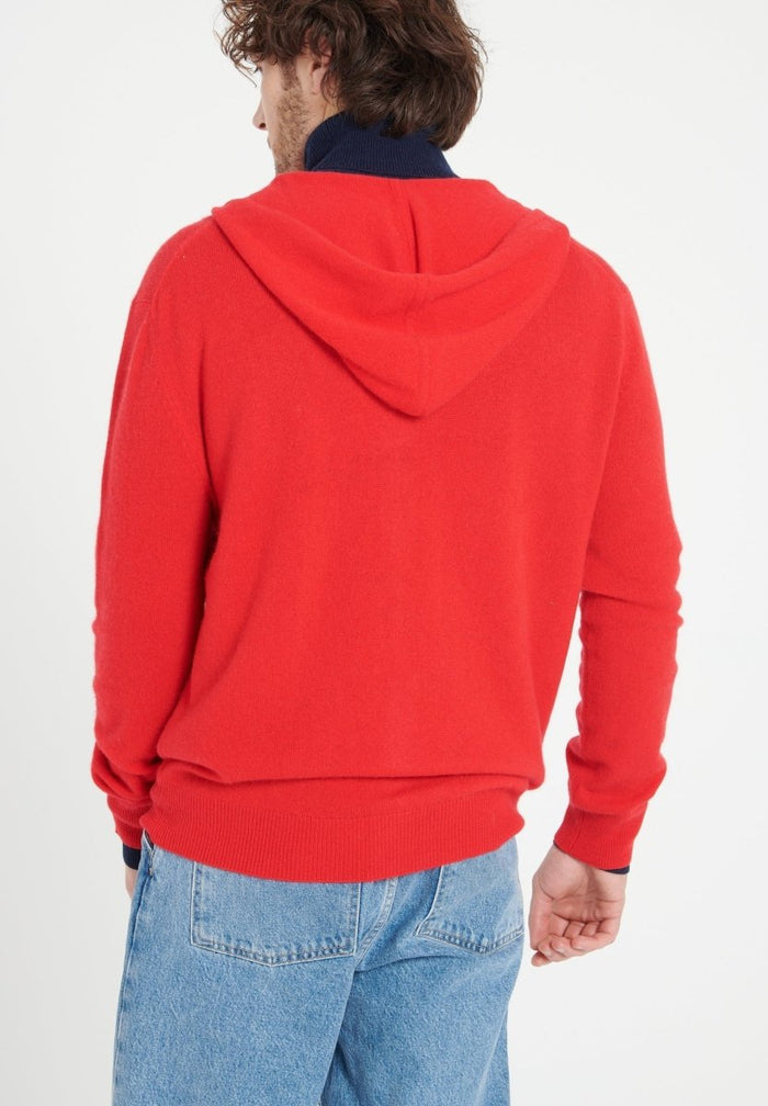 LUKE 6 Sweat à capuche zippé en cachemire rouge