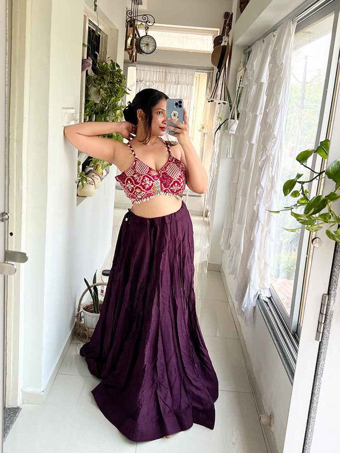 SXV cotton embroidered wine color lehenga choli for festive season (limited edition)