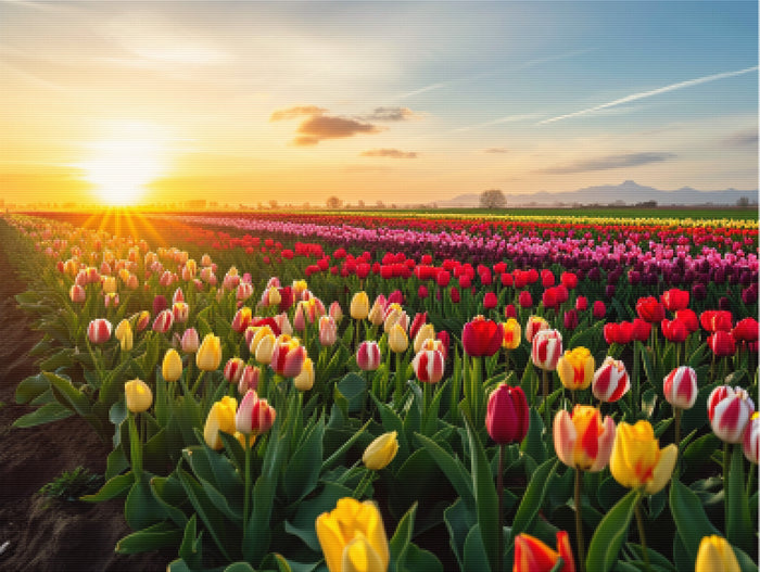 Tulip Fields at Sunrise Stained Glass