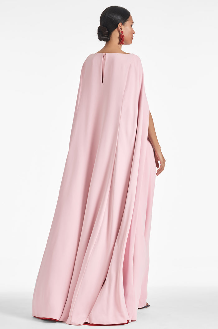 VITTORIA PINK FLORAL EMBROIDERED CAPE GOWN