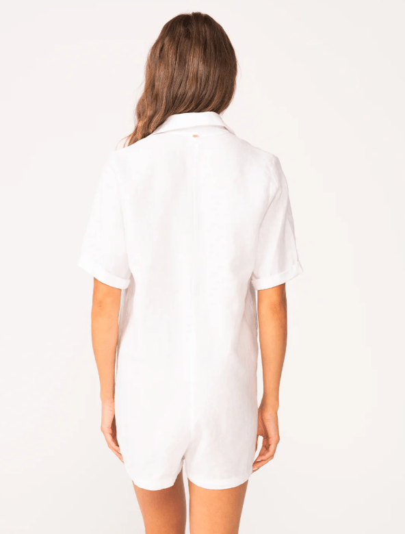 White Maggie Linen Romper - Amor Lafayette