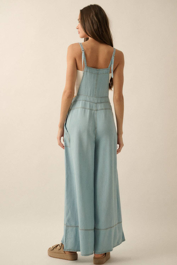 Women's Denim Wide-Leg Overall Jumpsuit