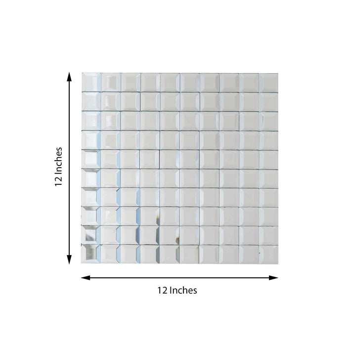 Square mirror tile, 12 inches, reflective surface, ideal for decor.