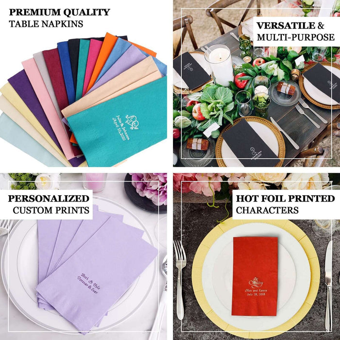 Colorful premium quality table napkins for versatile use and custom prints.