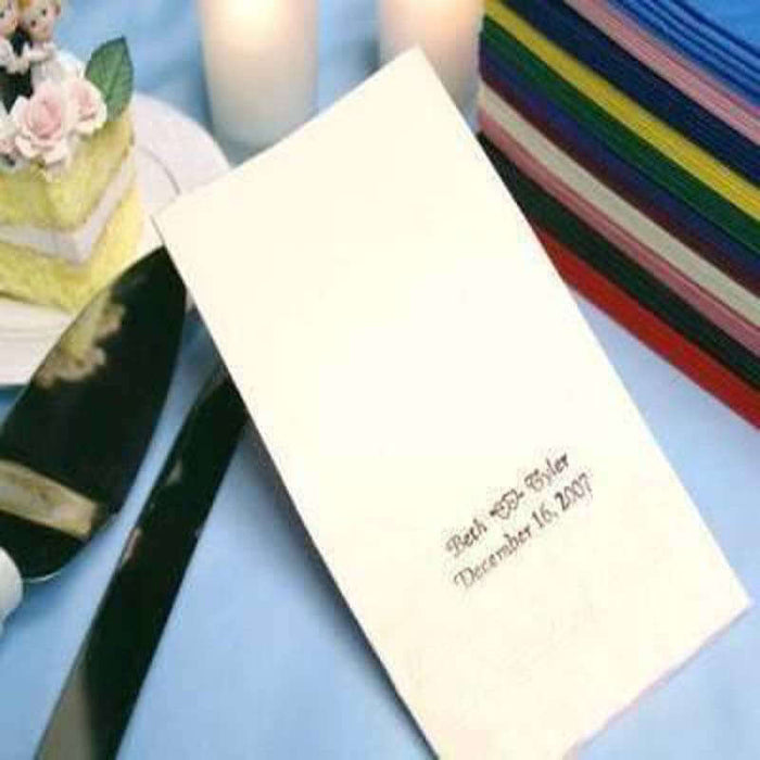 Wedding program with elegant script on a table setting.