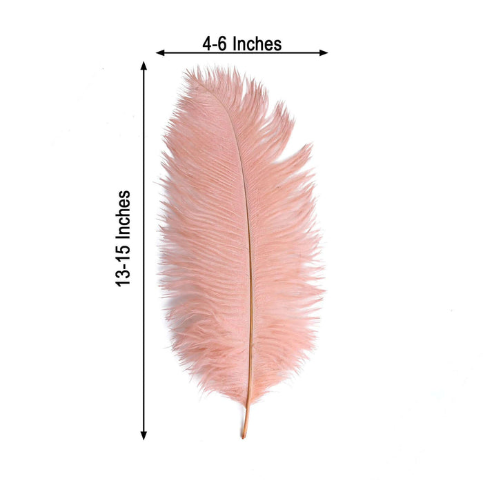 Pink decorative feather, 13-15 inches long, 4-6 inches wide.