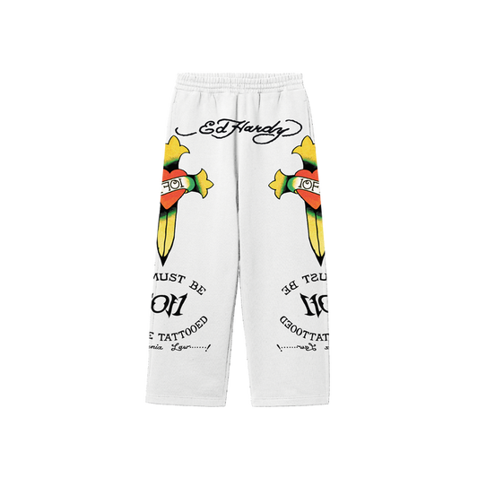 1of1 Ed Hardy "Love Is A Gamble" Off White Sweatpants