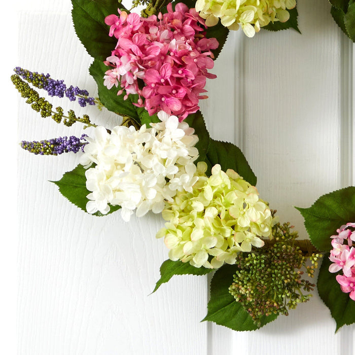 23” Hydrangea Artificial Wreath