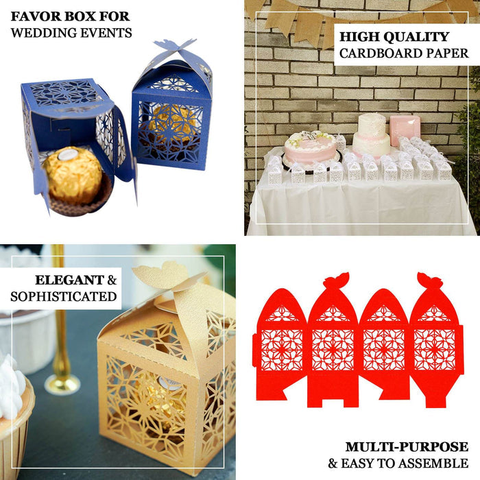 Favor boxes for wedding events in blue and gold cardboard, elegant and multi-purpose.