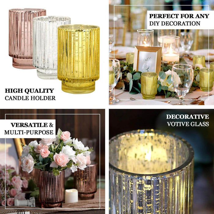 Decorative glass candle holders in various colors for versatile DIY decoration.