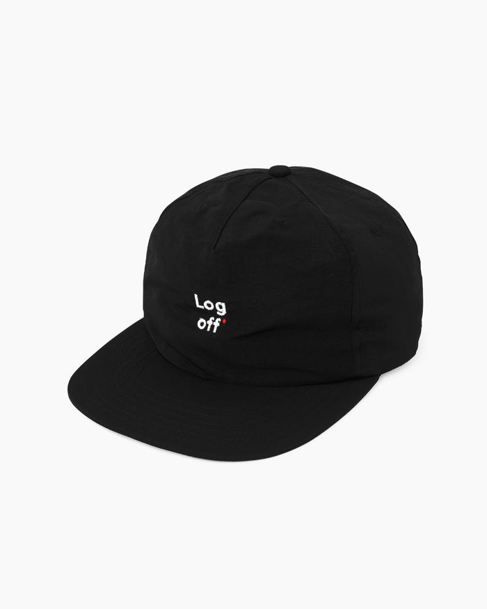 5 Panel Nylon Hat Log Off Black