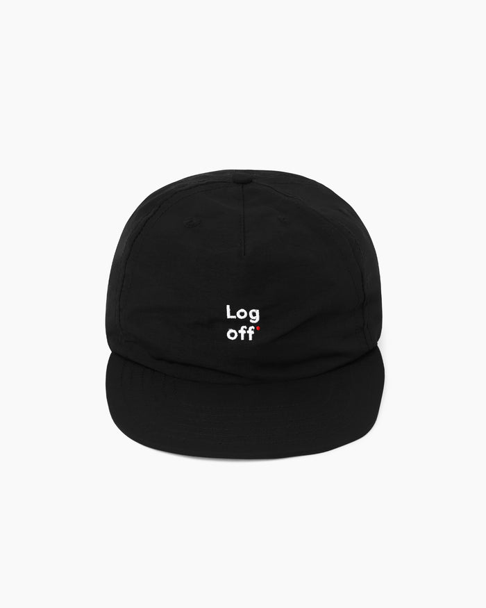 5 Panel Nylon Hat Log Off Black