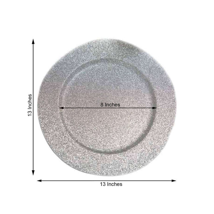 Silver decorative plate, 13 inches diameter, 8 inches inner circle.