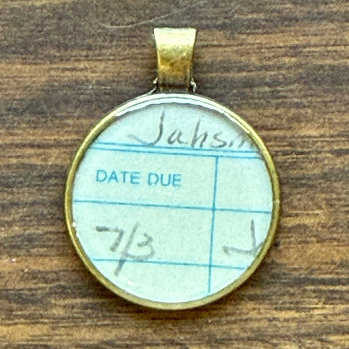 Book Lover Necklace -- Date Due July 3