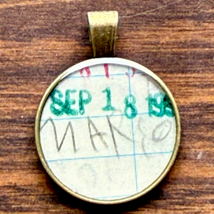 Book Lover Necklace -- September 18 in green